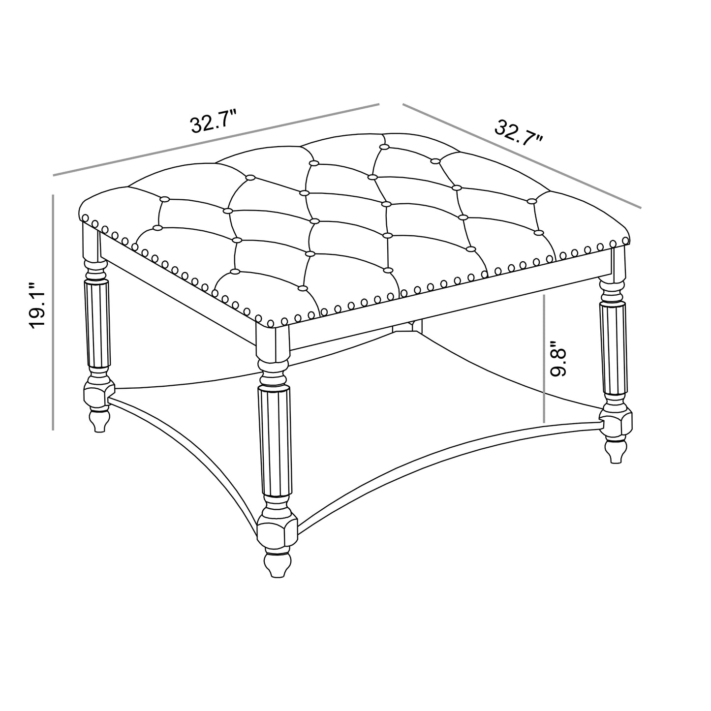 Galano Marcello Upholstered Coffee Table - Antique Oak/Velvet Brown