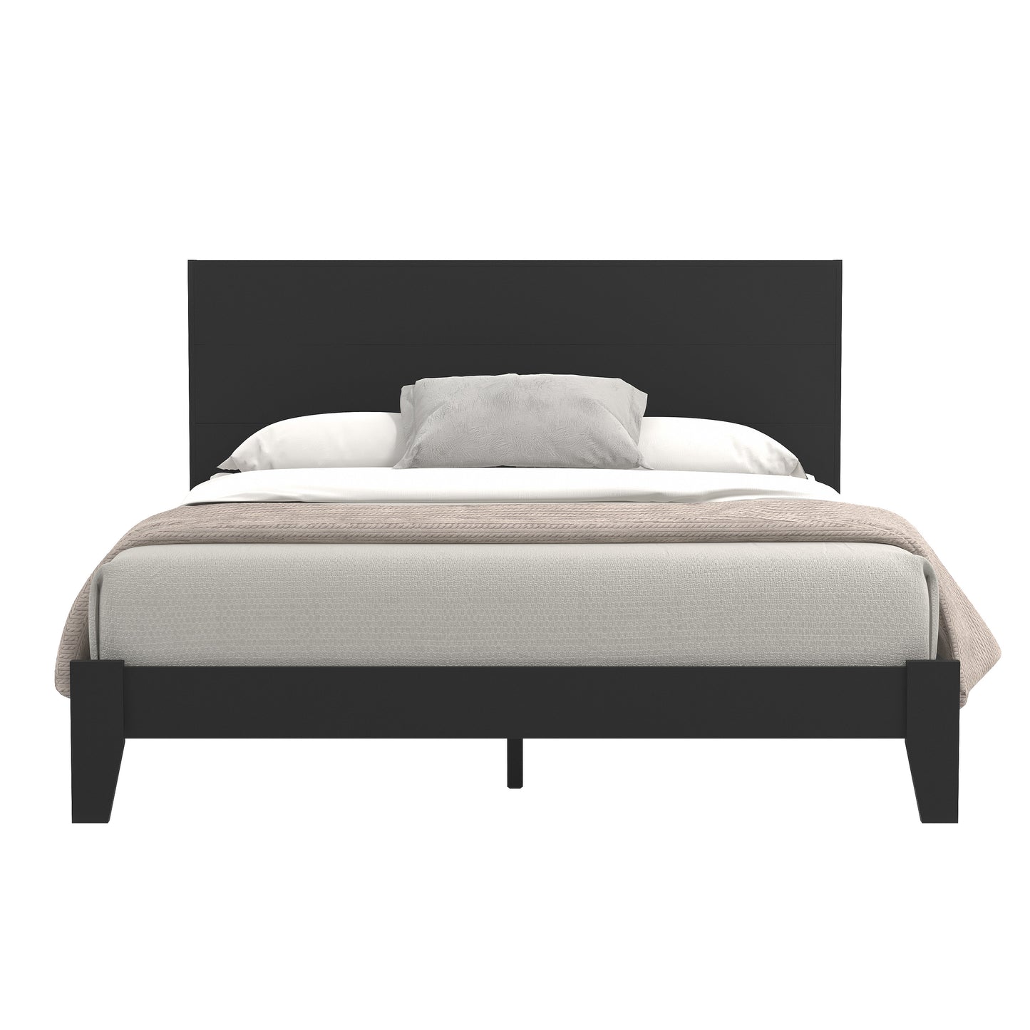 Galano Payne Queen Platform Bed with Headboard – Black
