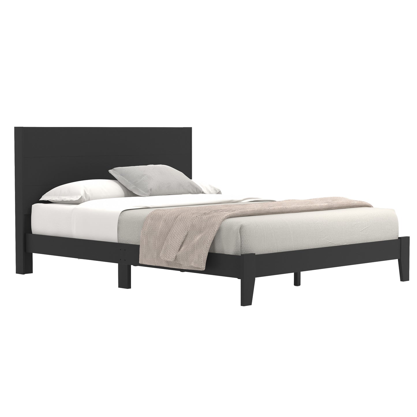 Galano Payne Queen Platform Bed with Headboard – Black