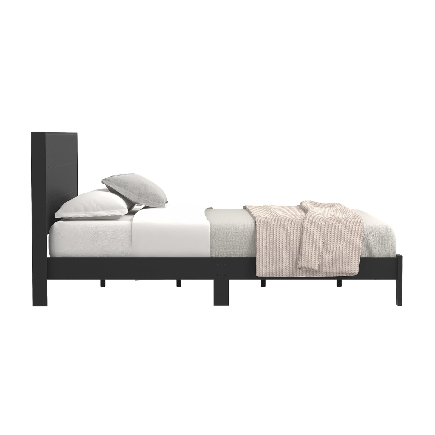 Galano Payne Queen Platform Bed with Headboard – Black