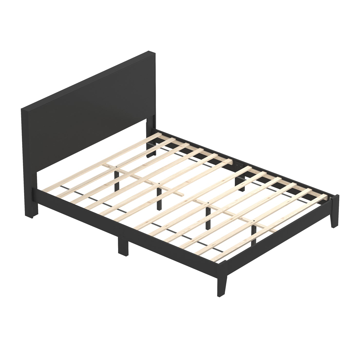 Galano Payne Queen Platform Bed with Headboard – Black