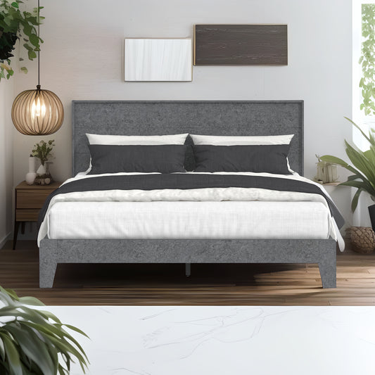 Galano Queen Payne Luxe Bed with Headboard – Concrete Cool Grey