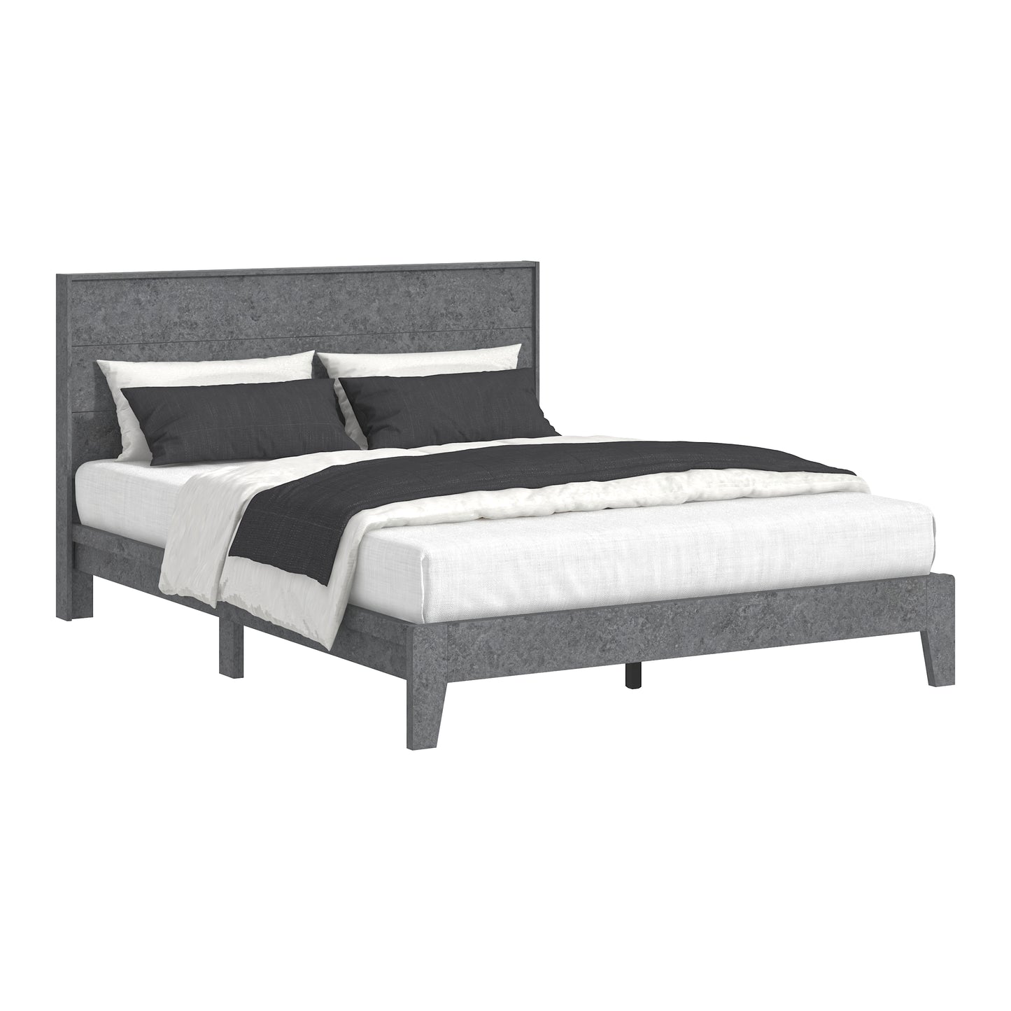 Galano Queen Payne Luxe Bed with Headboard – Concrete Cool Grey