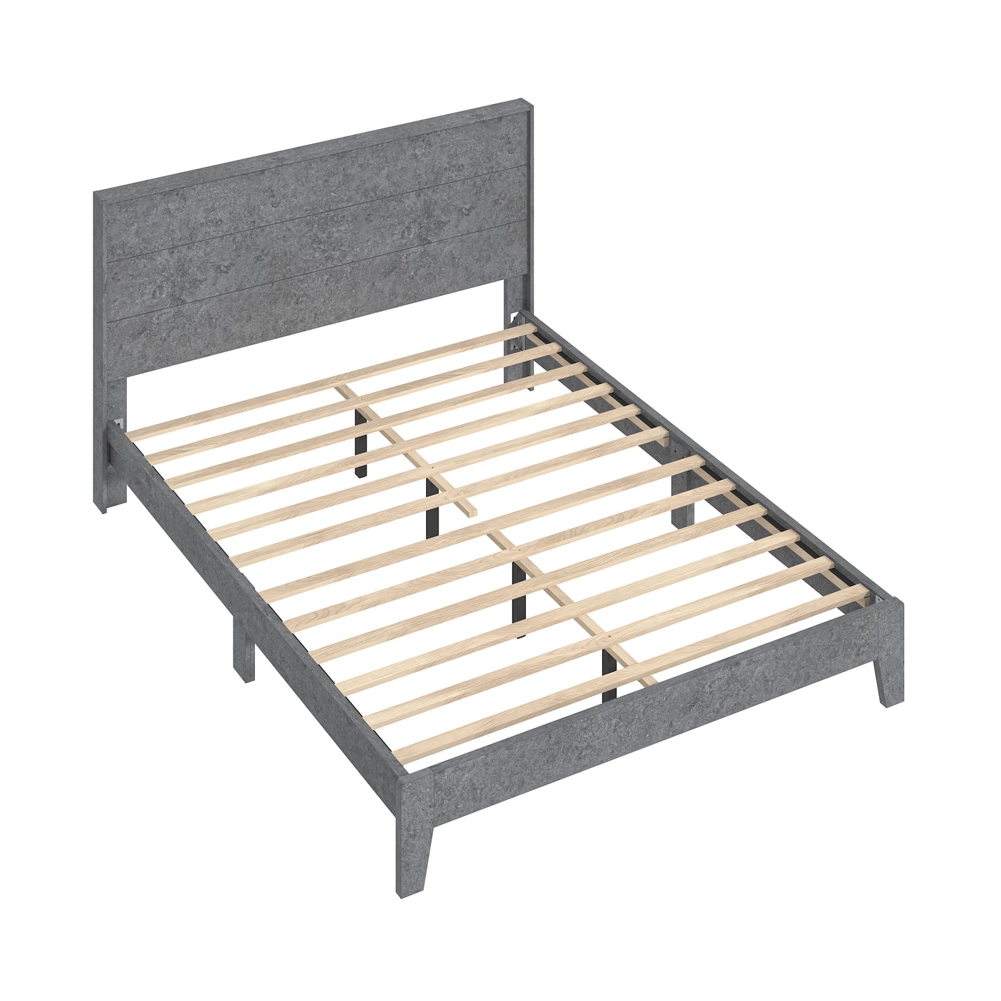 Galano Queen Payne Luxe Bed with Headboard – Concrete Cool Grey