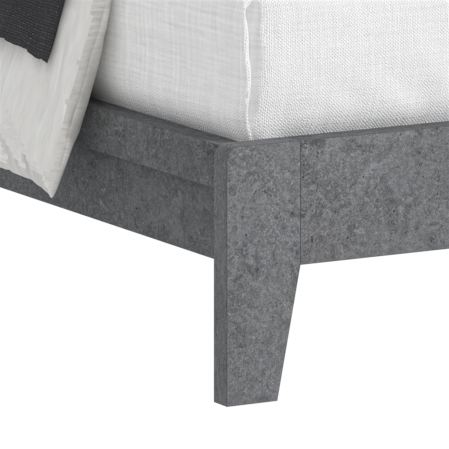 Galano Queen Payne Luxe Bed with Headboard – Concrete Cool Grey