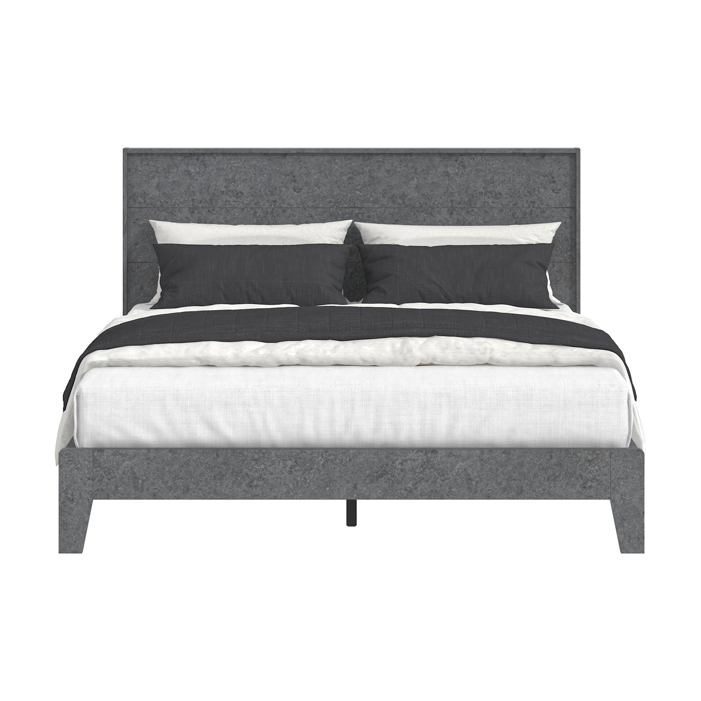 Galano Queen Payne Luxe Bed with Headboard – Concrete Cool Grey
