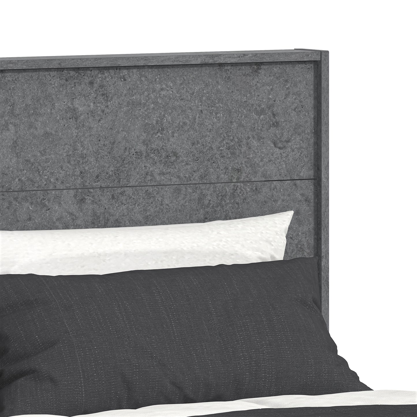 Galano Queen Payne Luxe Bed with Headboard – Concrete Cool Grey