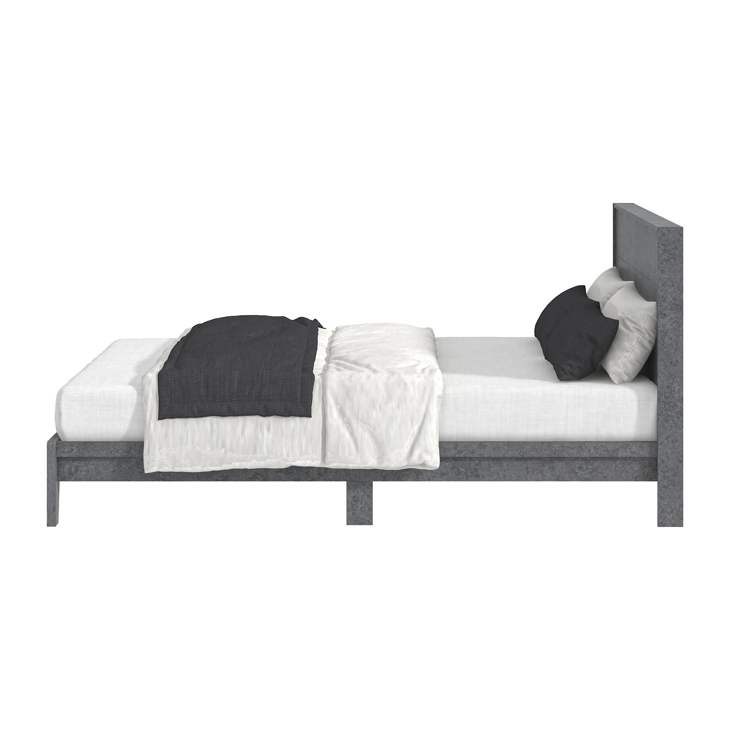 Galano Queen Payne Luxe Bed with Headboard – Concrete Cool Grey