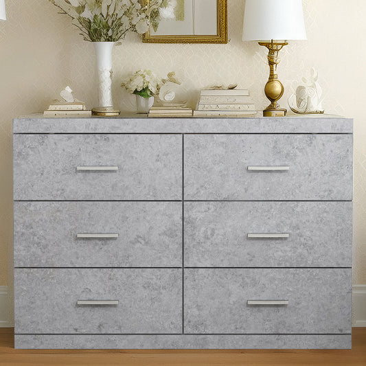Galano Carmelo 6 Drawer Dresser (Interlock) - Concrete