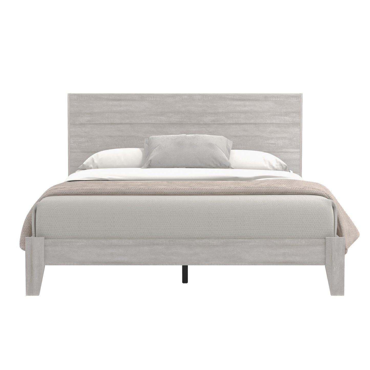 Galano Queen Payne Platform Bed with Headboard – Dusty Grey Oak