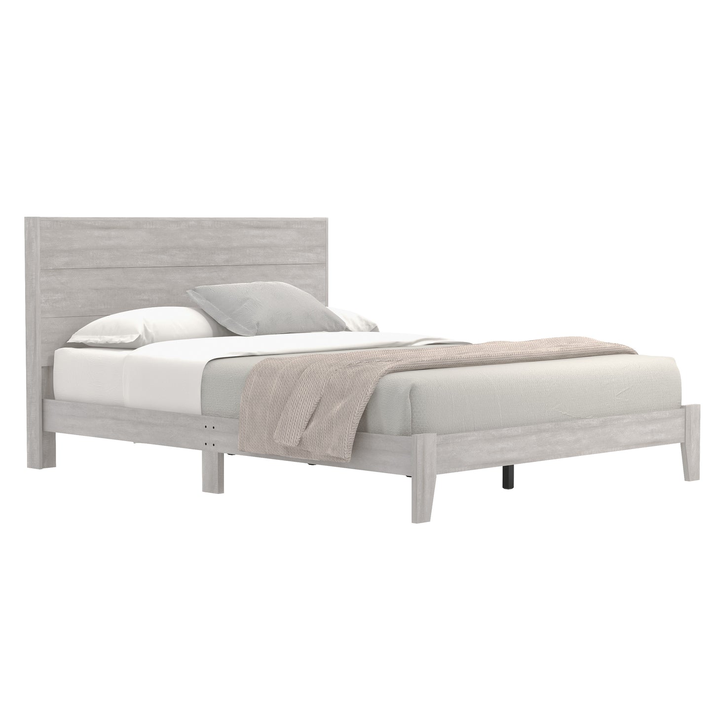 Galano Queen Payne Platform Bed with Headboard – Dusty Grey Oak