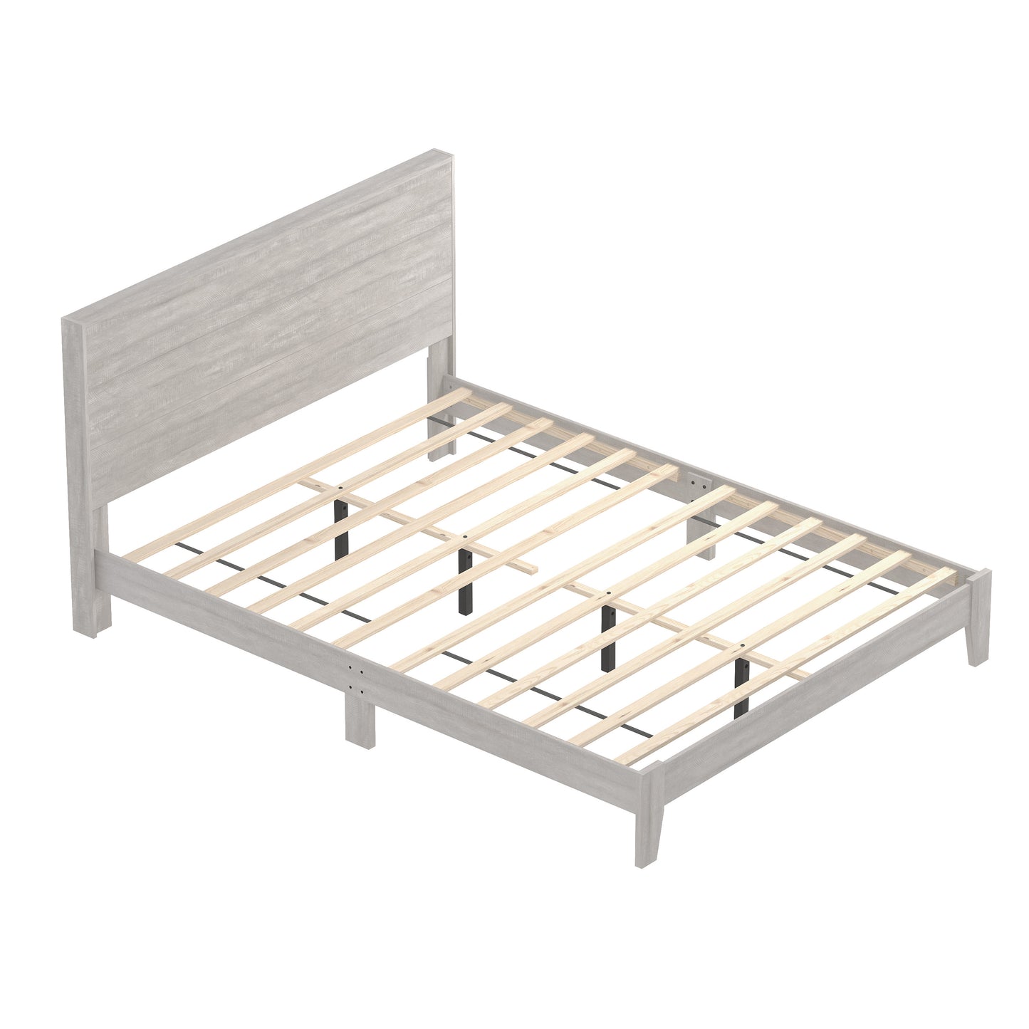 Galano Queen Payne Platform Bed with Headboard – Dusty Grey Oak