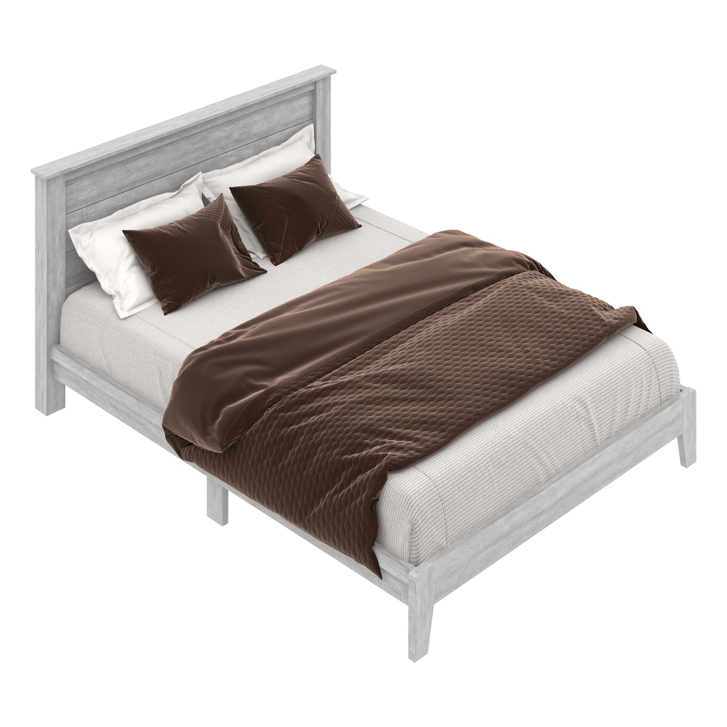 Galano Queen Tiena Lencia Bed with Headboard – Dusty Grey Oak