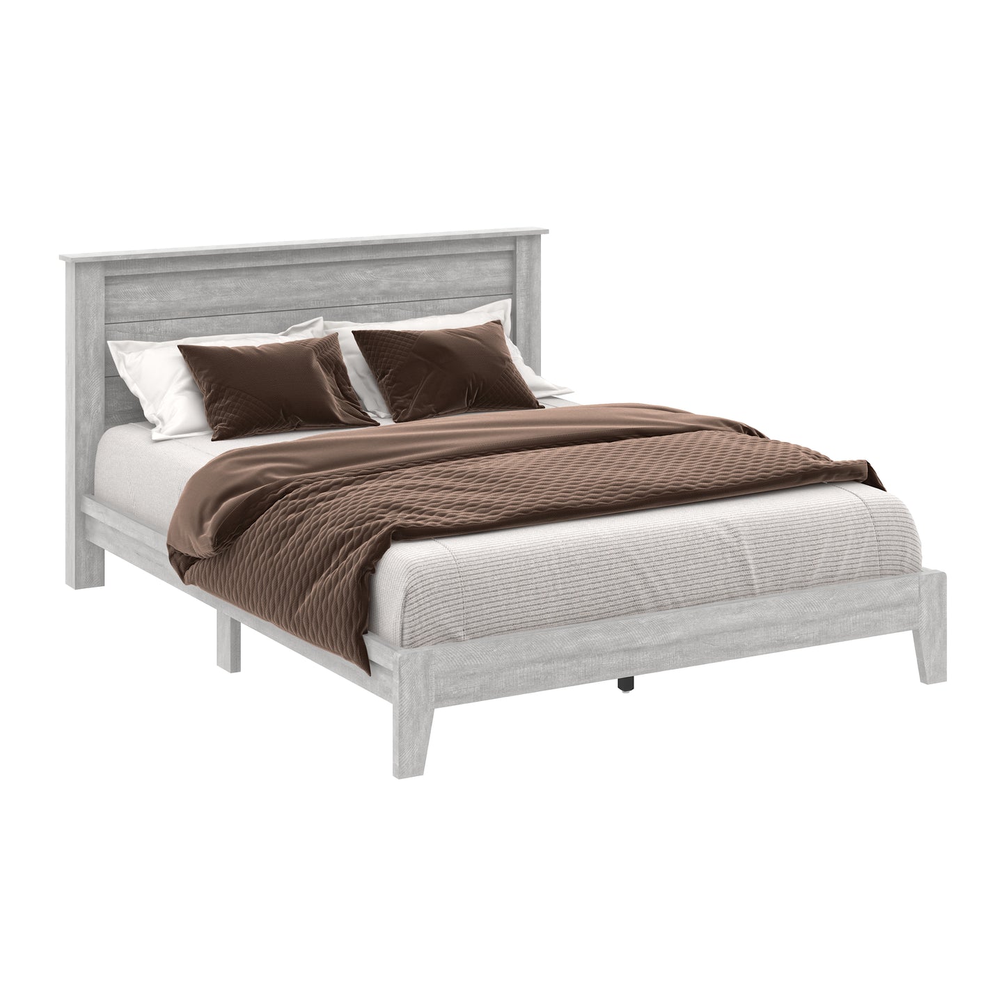 Galano Queen Tiena Lencia Bed with Headboard – Dusty Grey Oak
