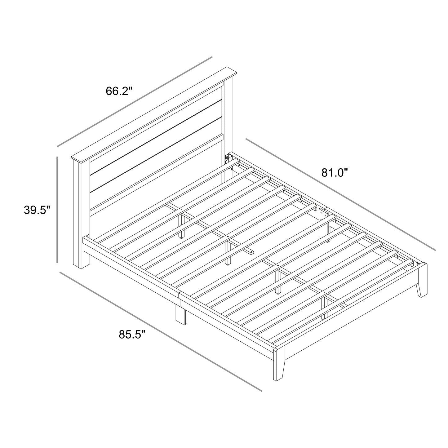 Galano Queen Tiena Lencia Bed with Headboard – Dusty Grey Oak