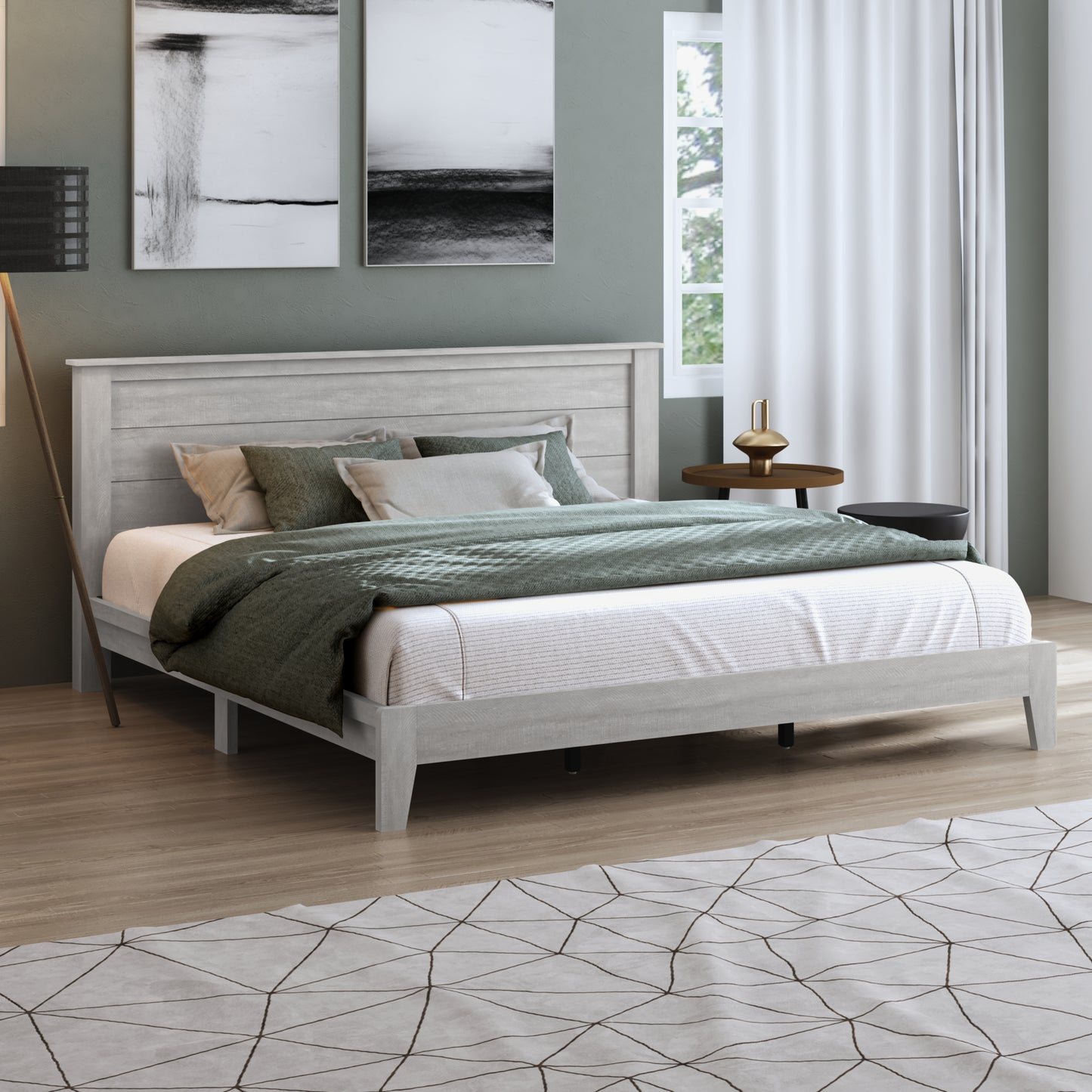 Galano King Tiena Lencia Bed with Headboard – Dusty Grey Oak