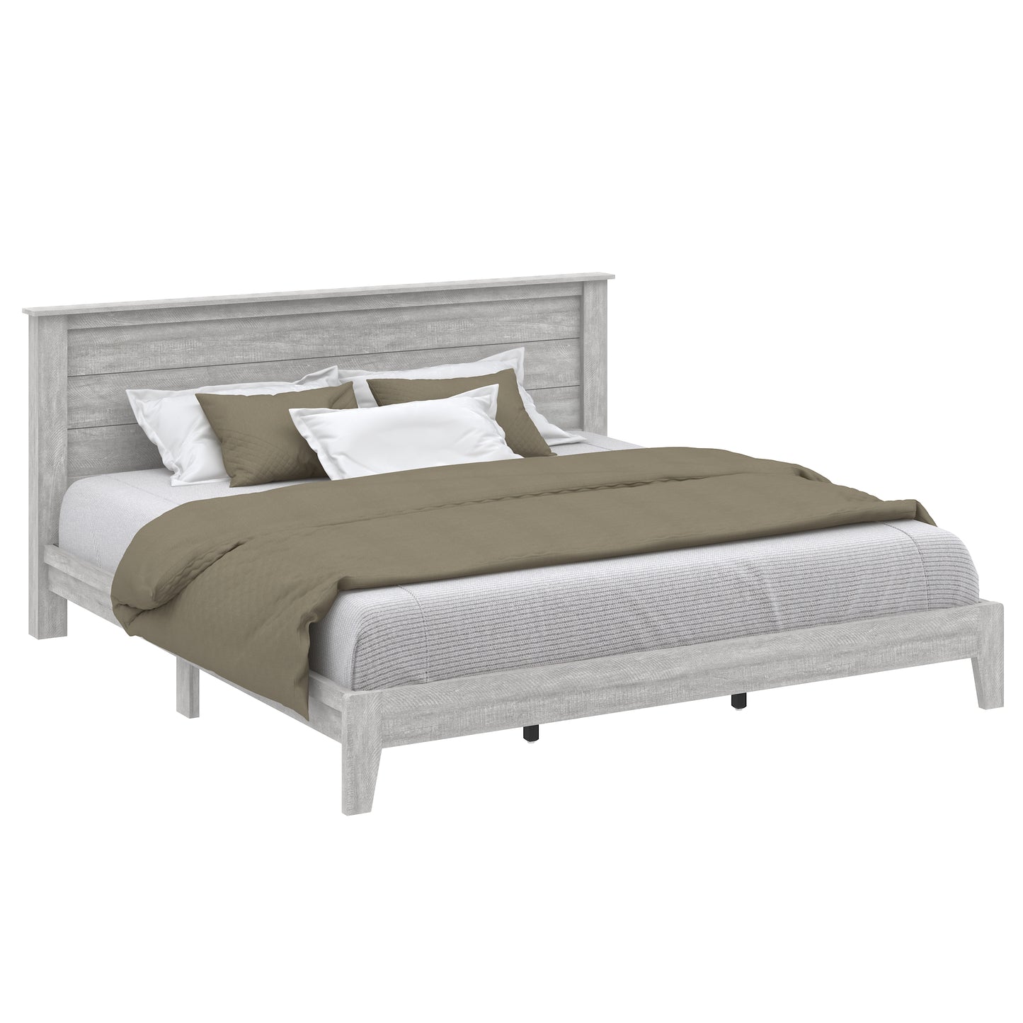 Galano King Tiena Lencia Bed with Headboard – Dusty Grey Oak
