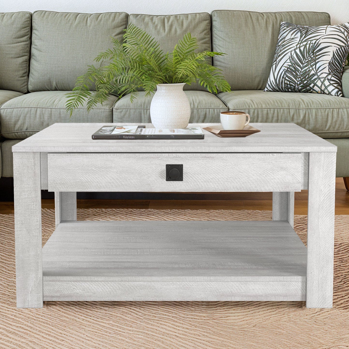 Galano Wood Coffee Table with Drawer Storage 31.5" W × 31.5" D × 16.3" H
