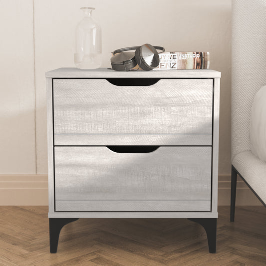 Galano Lilay 2-Drawer Nightstand – Dusty Grey Oak