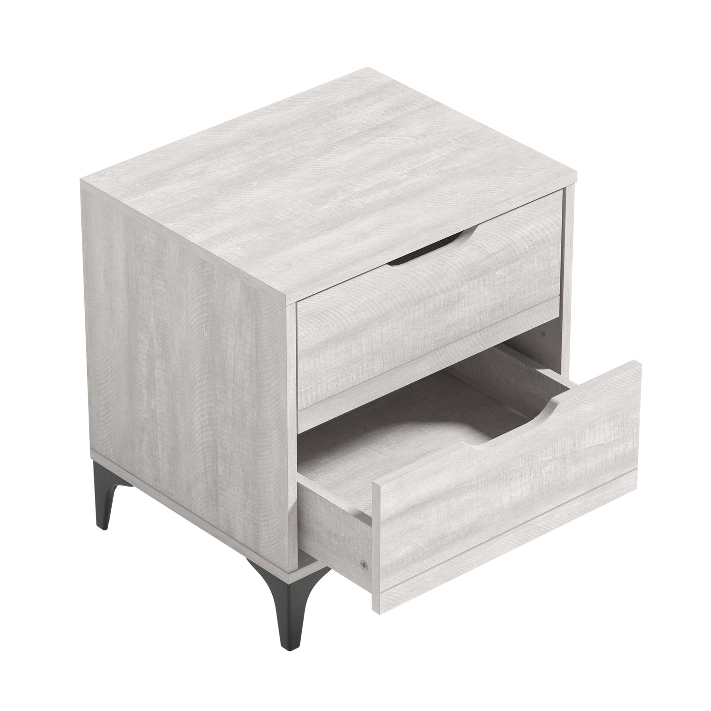 Galano Lilay 2-Drawer Nightstand – Dusty Grey Oak