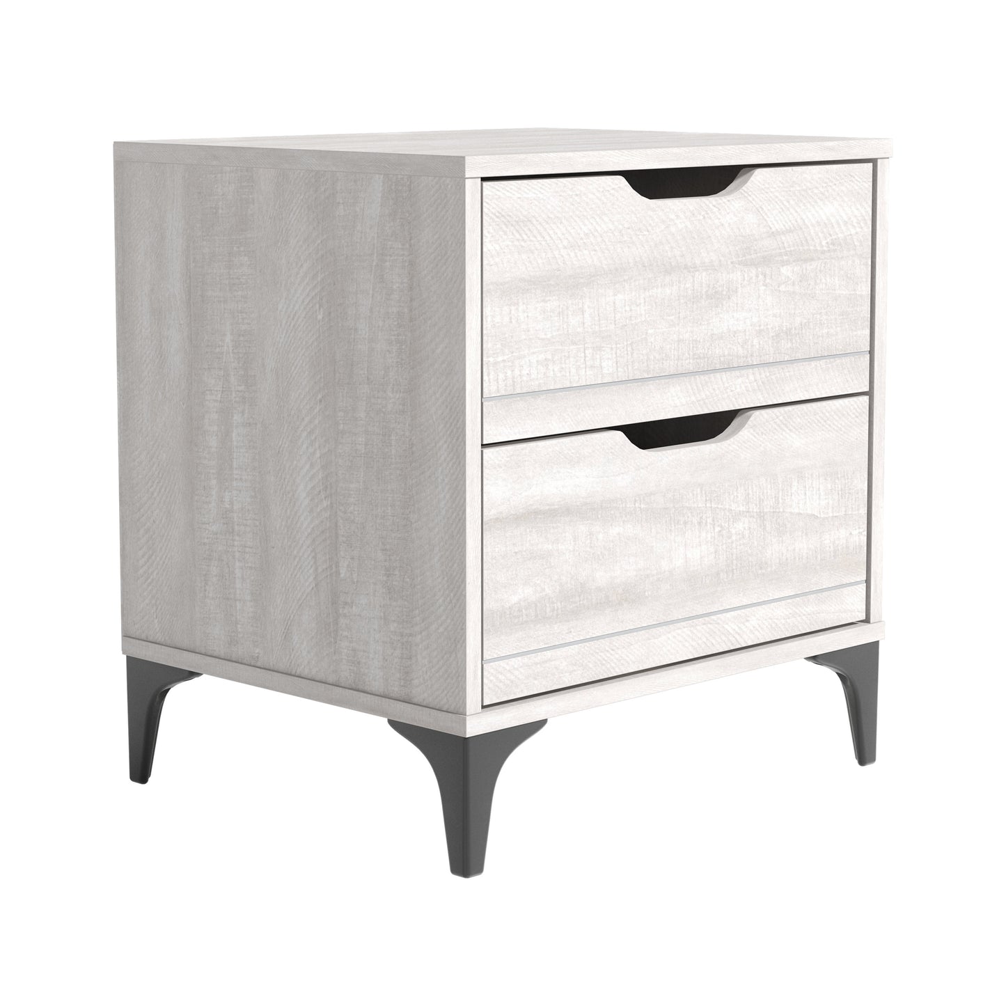 Galano Lilay 2-Drawer Nightstand – Dusty Grey Oak