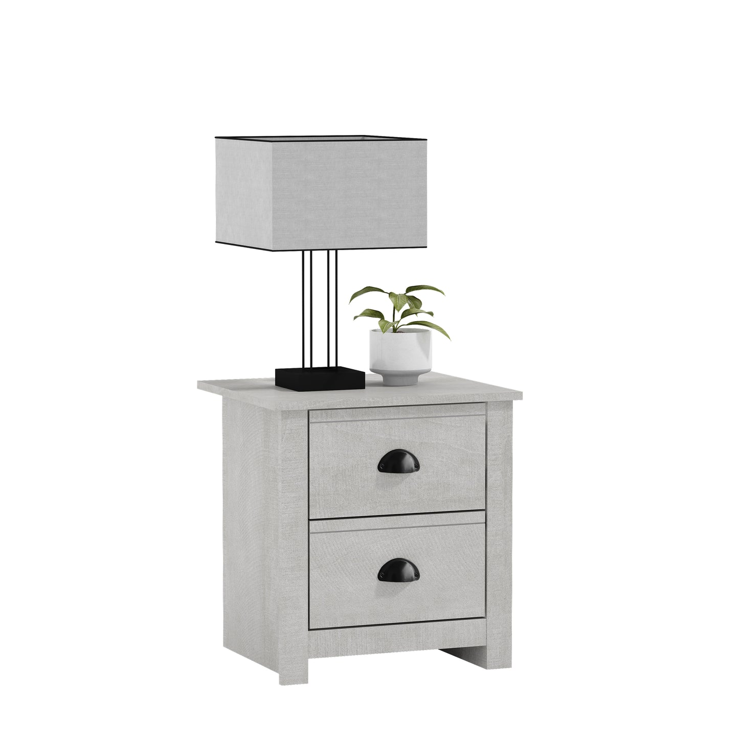 Galano Geodarno 2-Drawer Nightstand with Storage – Dusty Grey Oak