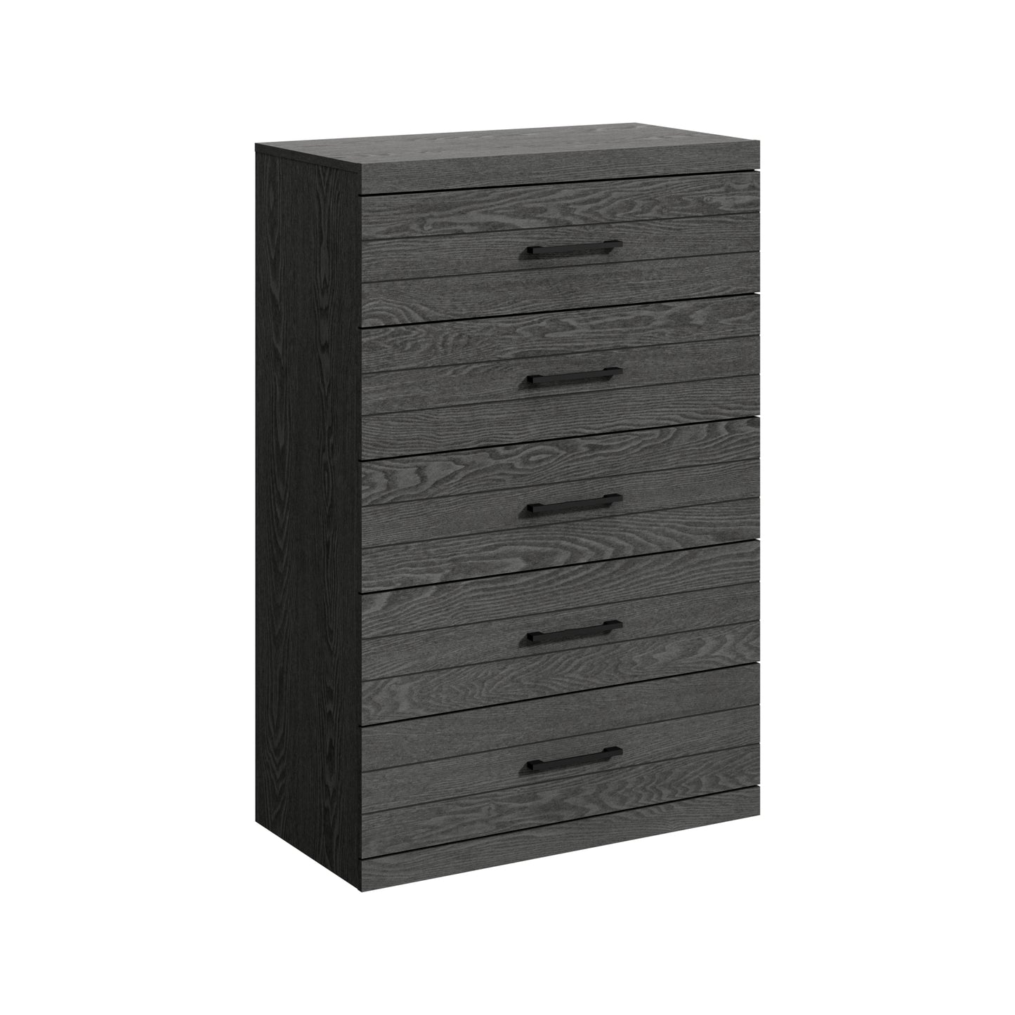 Galano Hamsper 5 Drawer Chest (Interlock) - Dark Grey Oak