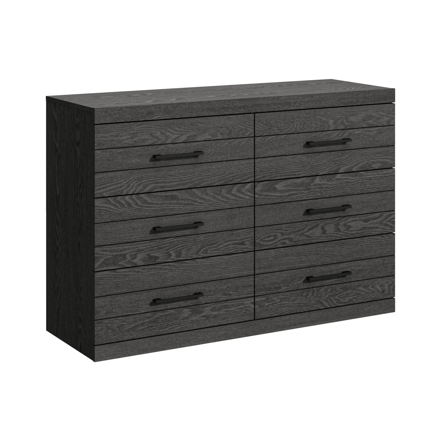 Galano Hamsper 6 Drawer Dresser (Interlock) - Dark Grey Oak