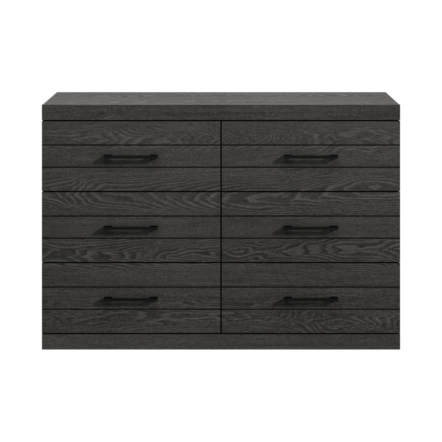 Galano Hamsper 6 Drawer Dresser (Interlock) - Dark Grey Oak