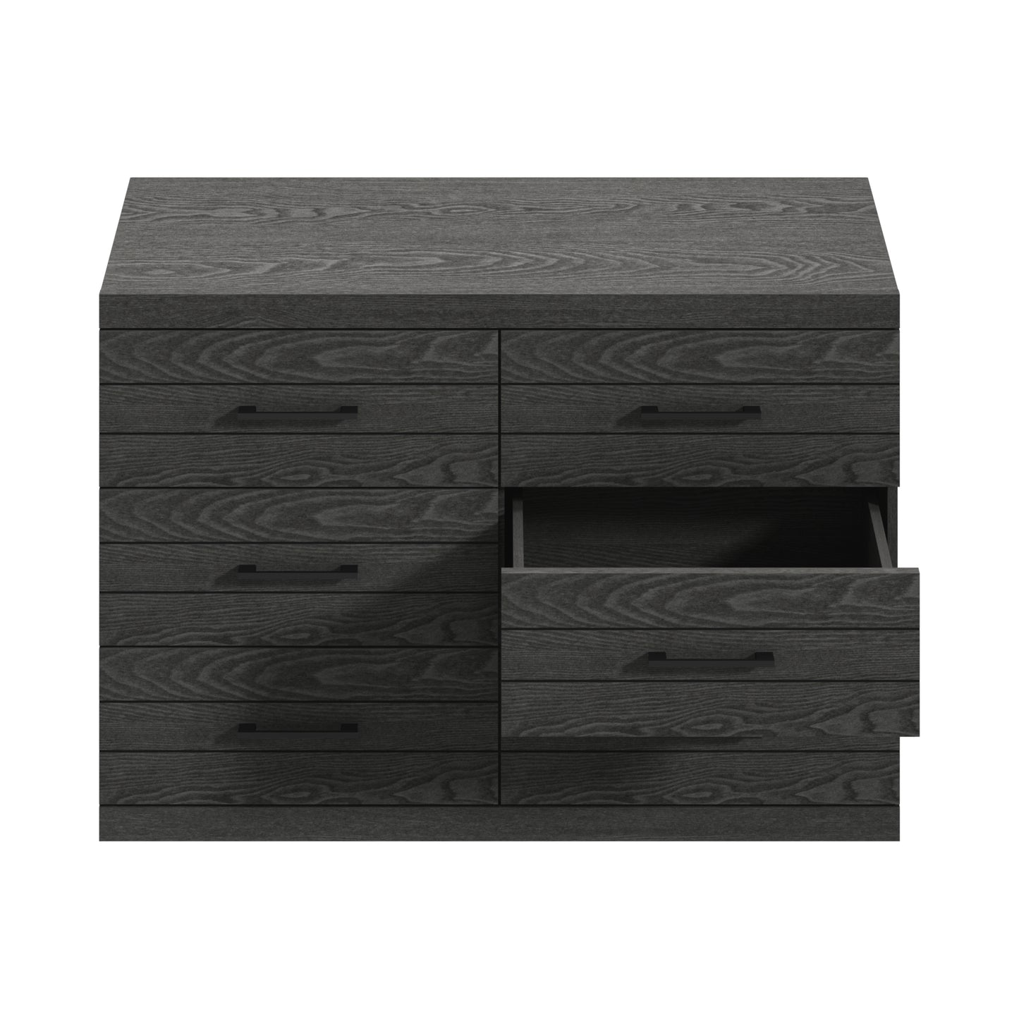 Galano Hamsper 6 Drawer Dresser (Interlock) - Dark Grey Oak