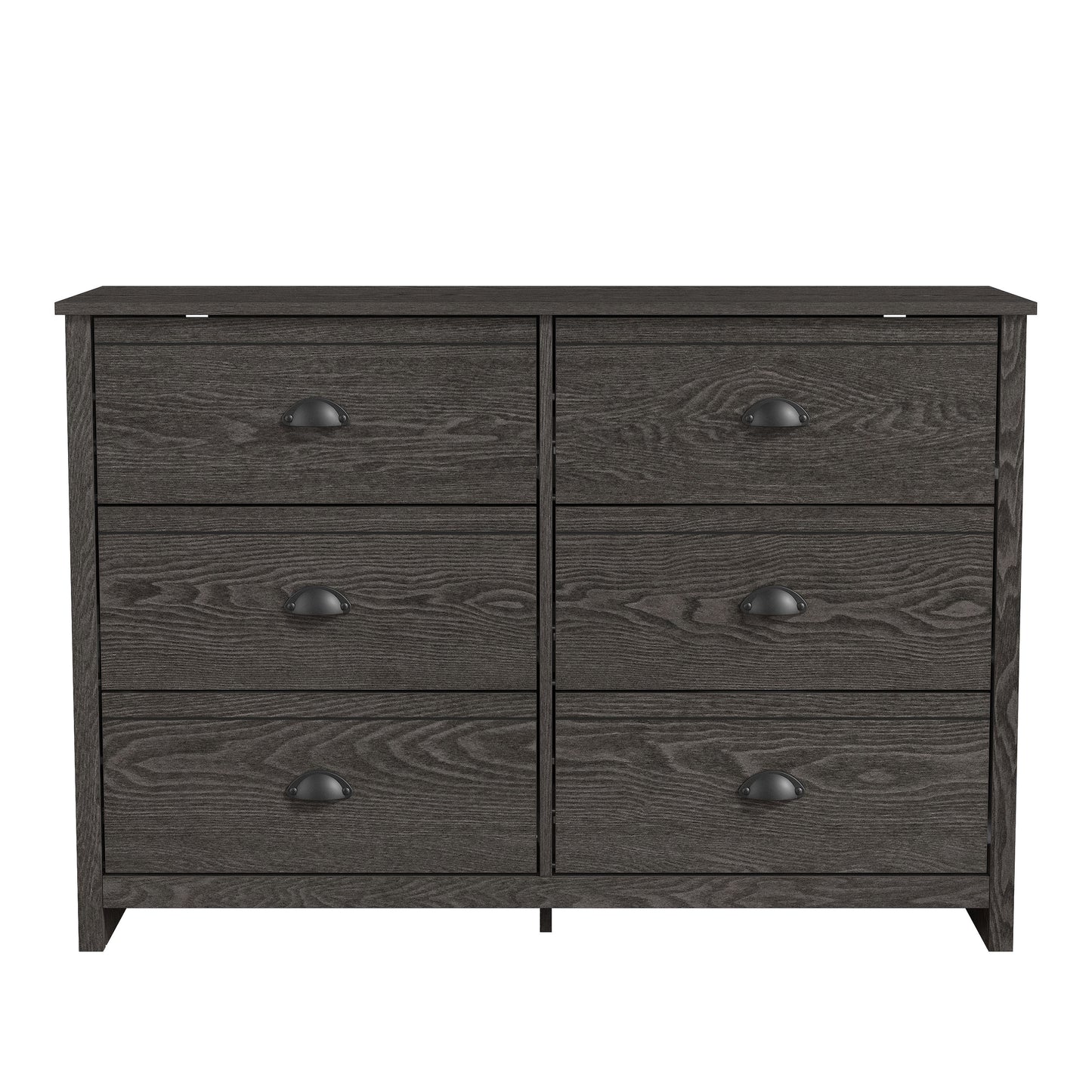 Galano Geodarno 6 Drawer Dresser (Interlock) - Dark Grey Oak