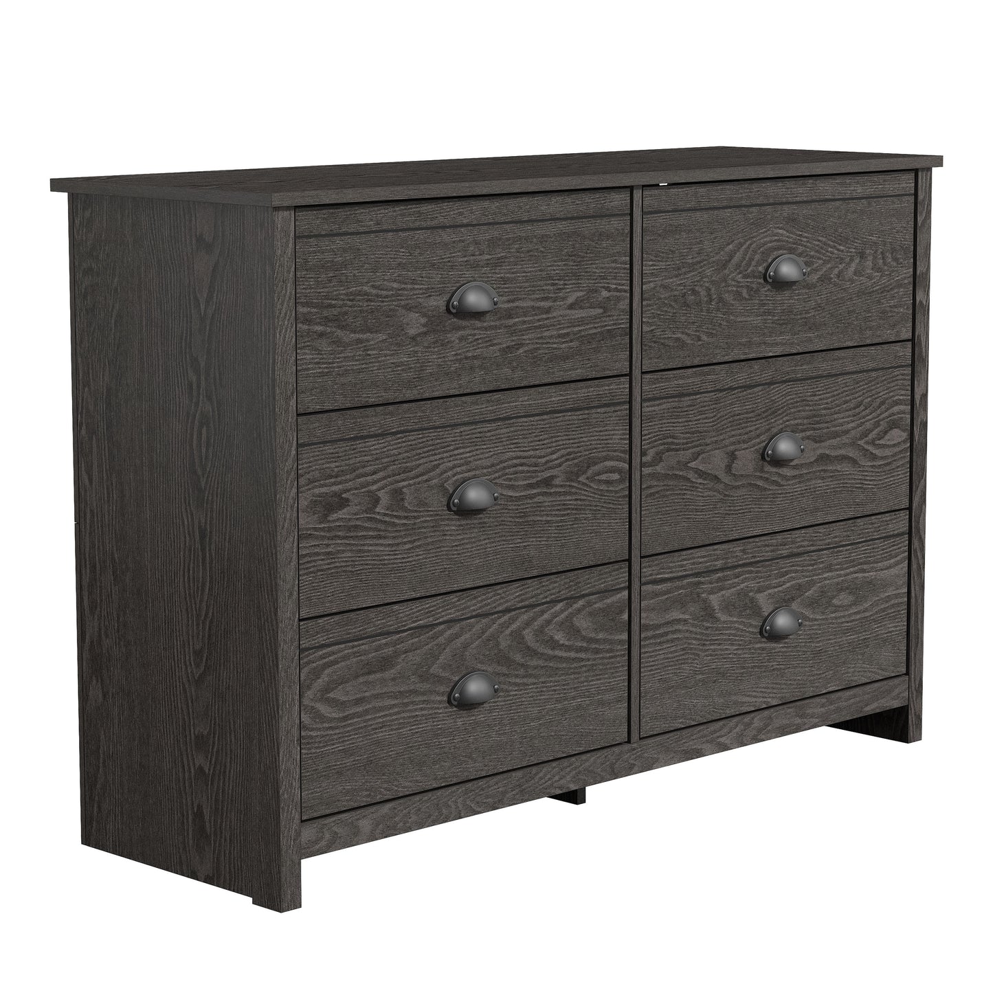 Galano Geodarno 6 Drawer Dresser (Interlock) - Dark Grey Oak