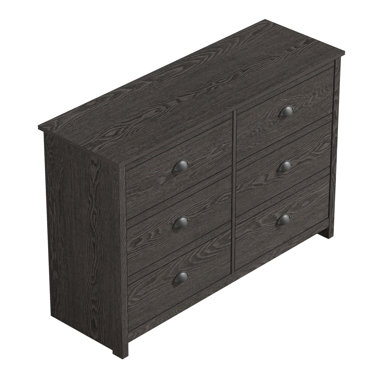 Galano Geodarno 6 Drawer Dresser (Interlock) - Dark Grey Oak