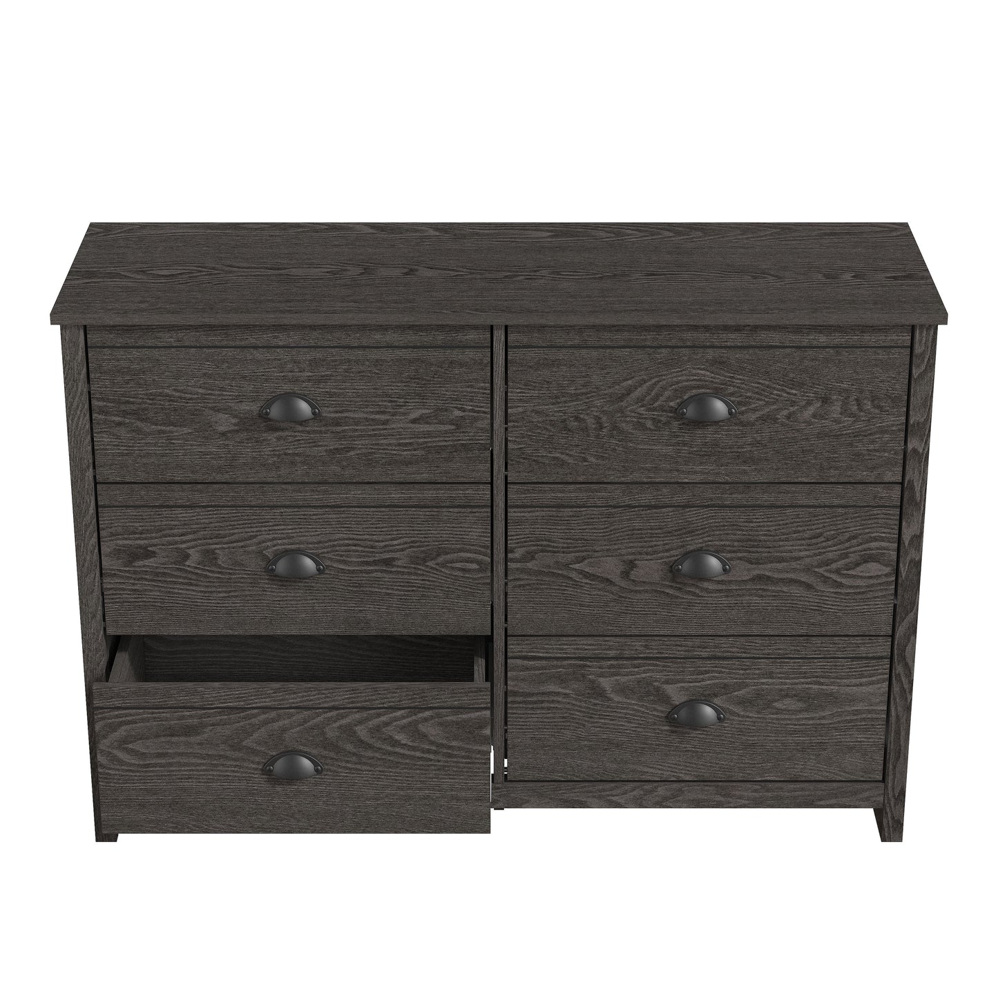 Galano Geodarno 6 Drawer Dresser (Interlock) - Dark Grey Oak