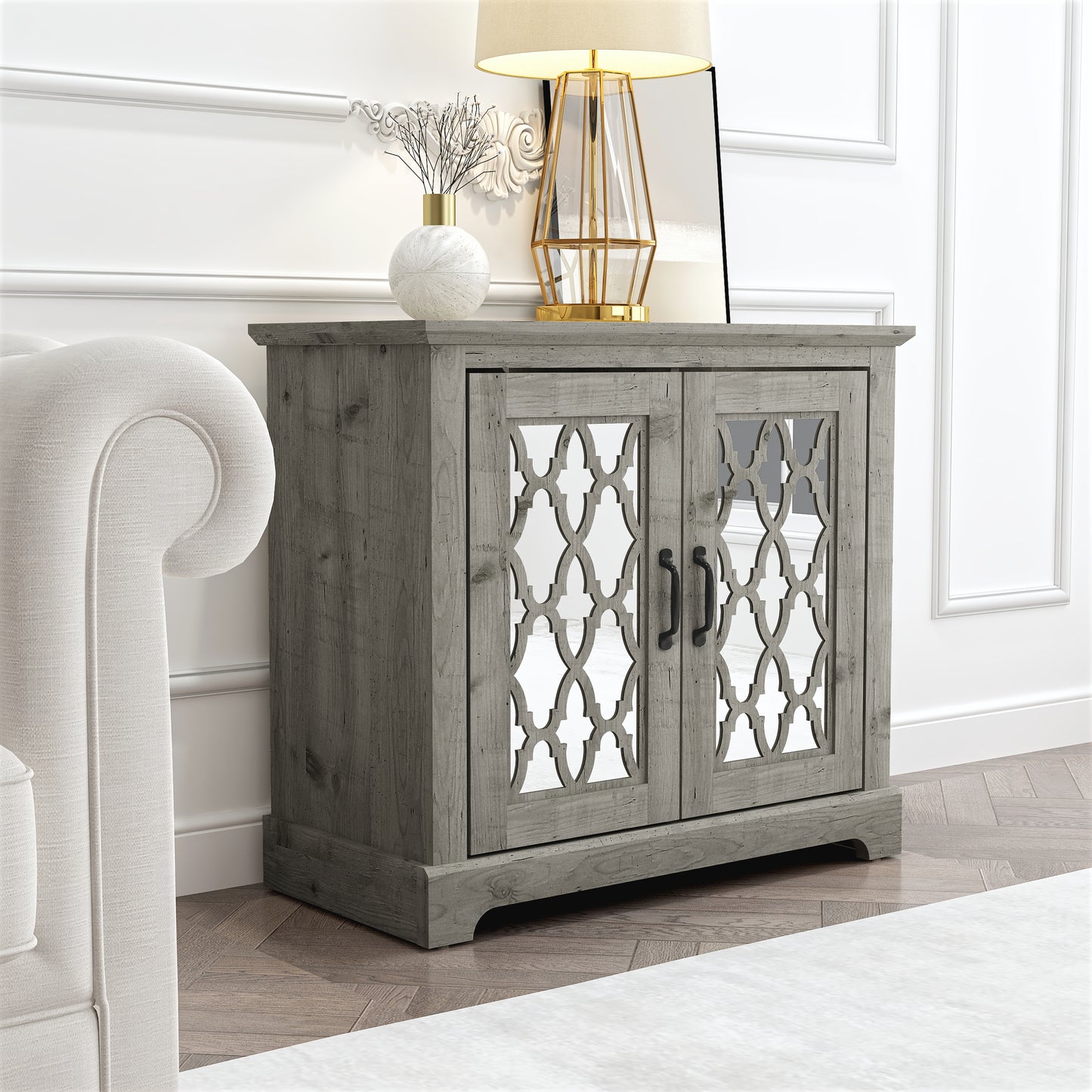 Galano Heron 2 Door Accent Cabinet - Mexican Grey