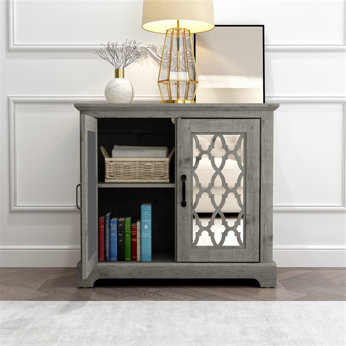 Galano Heron 2 Door Accent Cabinet - Mexican Grey