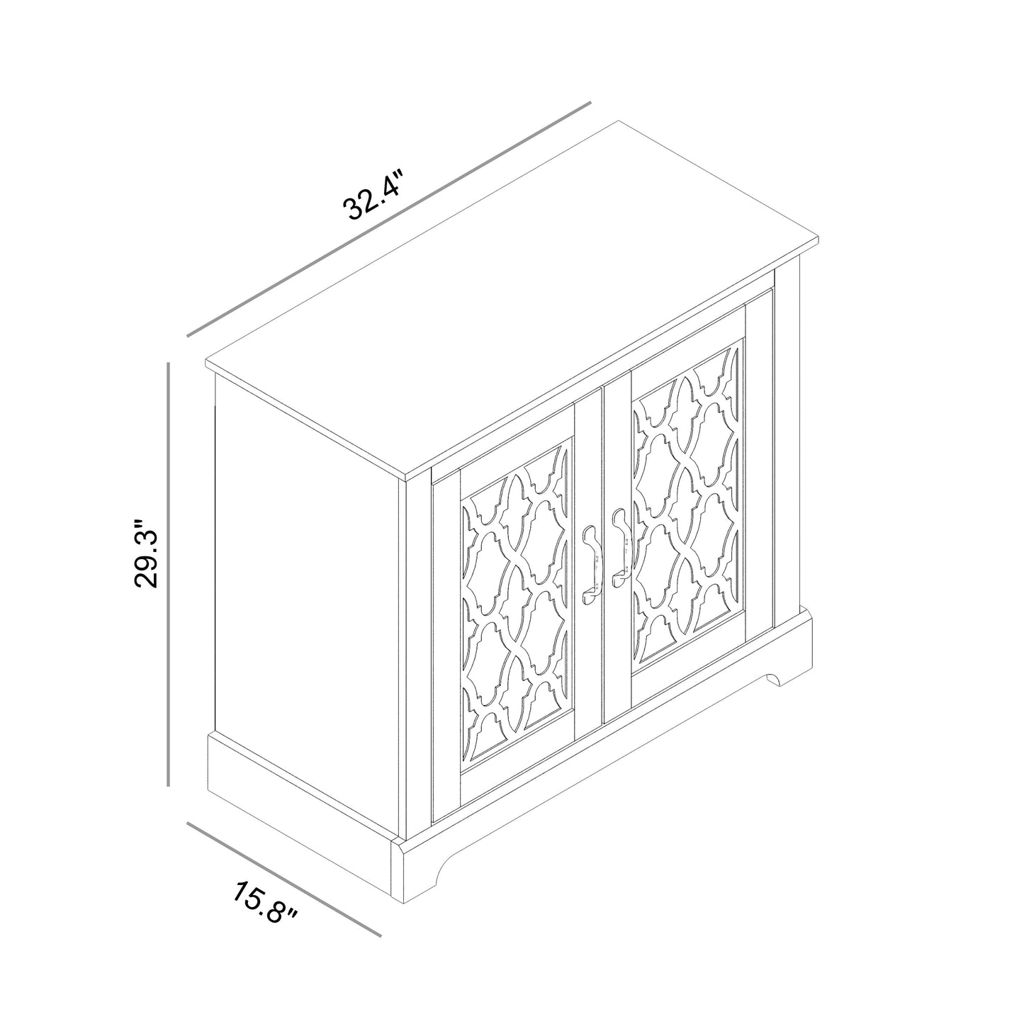 Galano Heron 2 Door Accent Cabinet - Mexican Grey