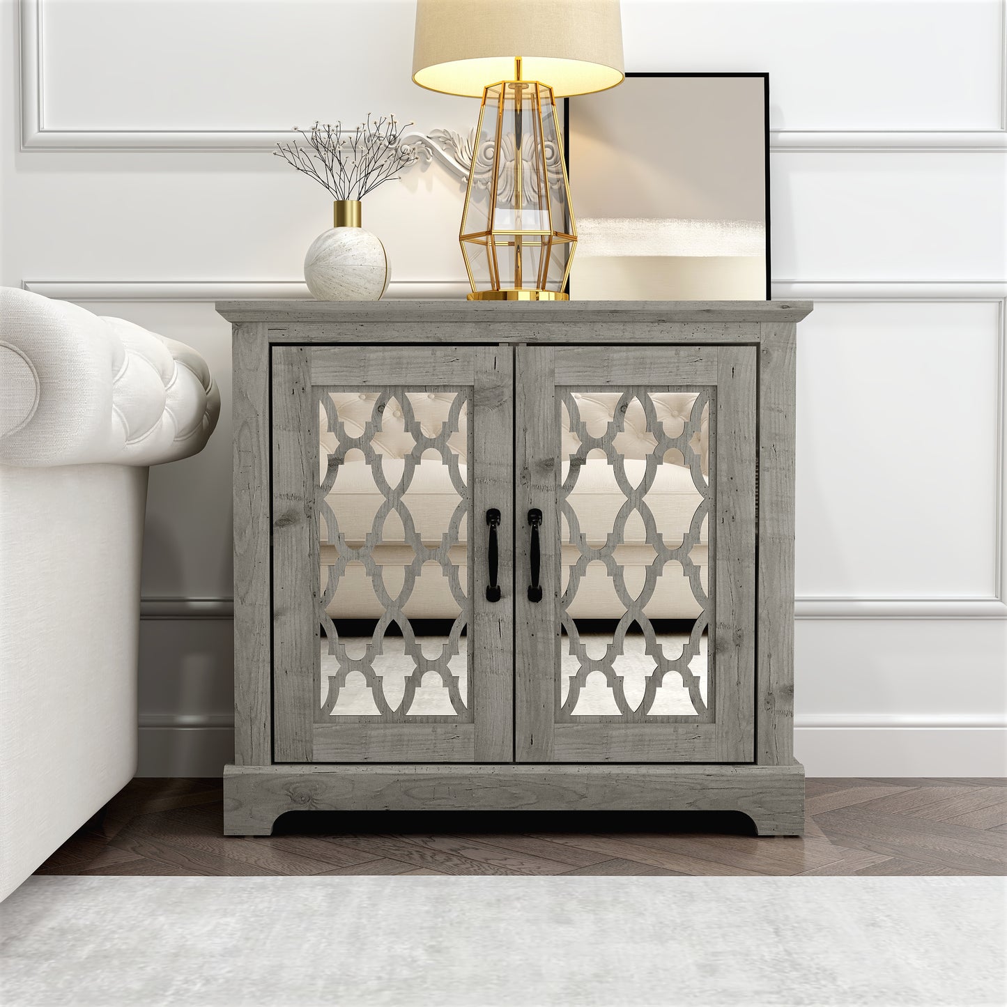 Galano Heron 2 Door Accent Cabinet - Mexican Grey