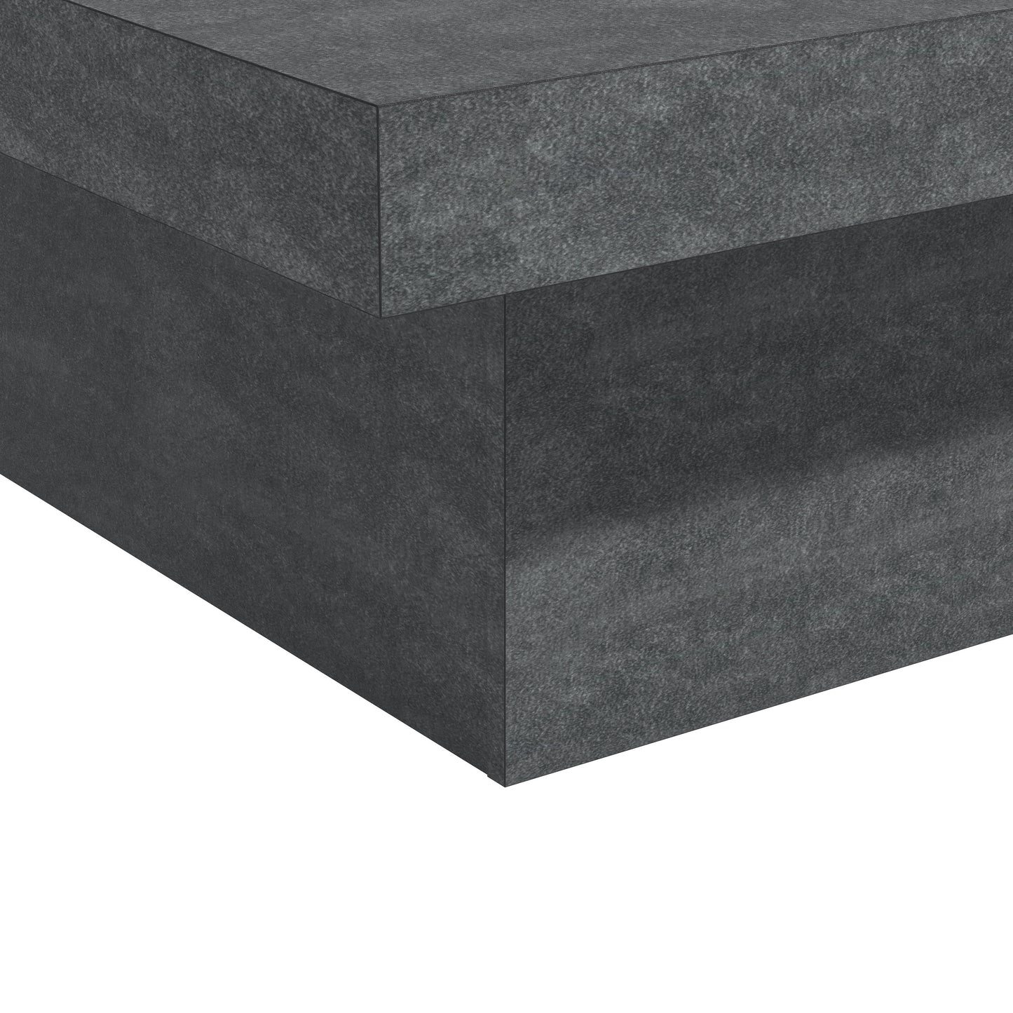Galano 35.4" W Modern Square Coffee Table with Block Pedestal Base - Gray Stone