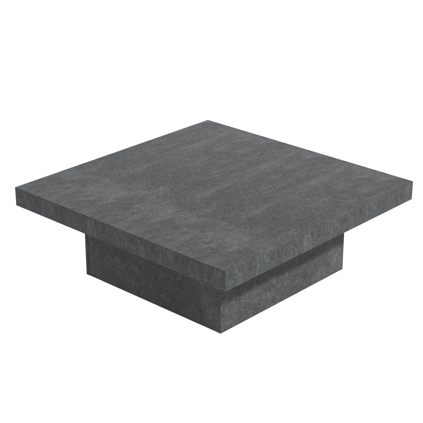 Galano 35.4" W Modern Square Coffee Table with Block Pedestal Base - Gray Stone