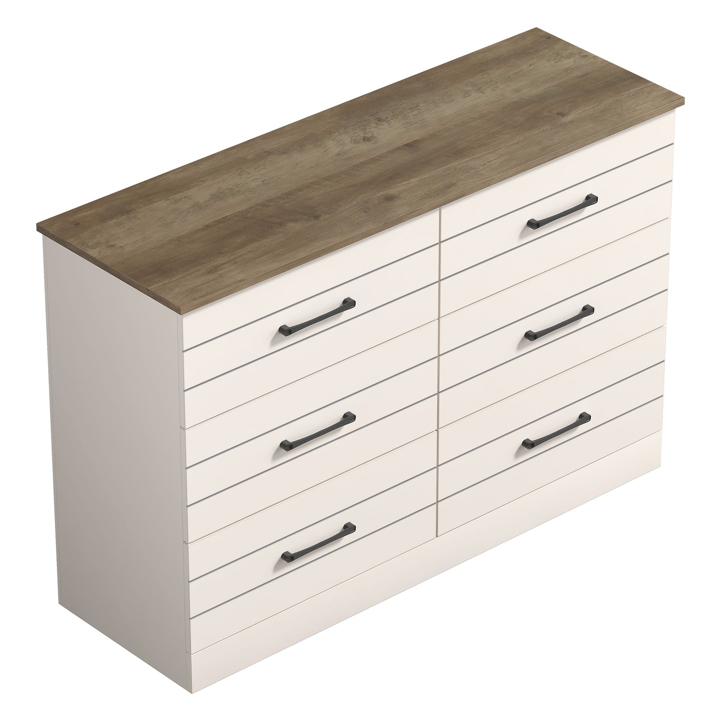 Galano Uf Elis 6 Drawer Dresser (Interlock) - Ivory