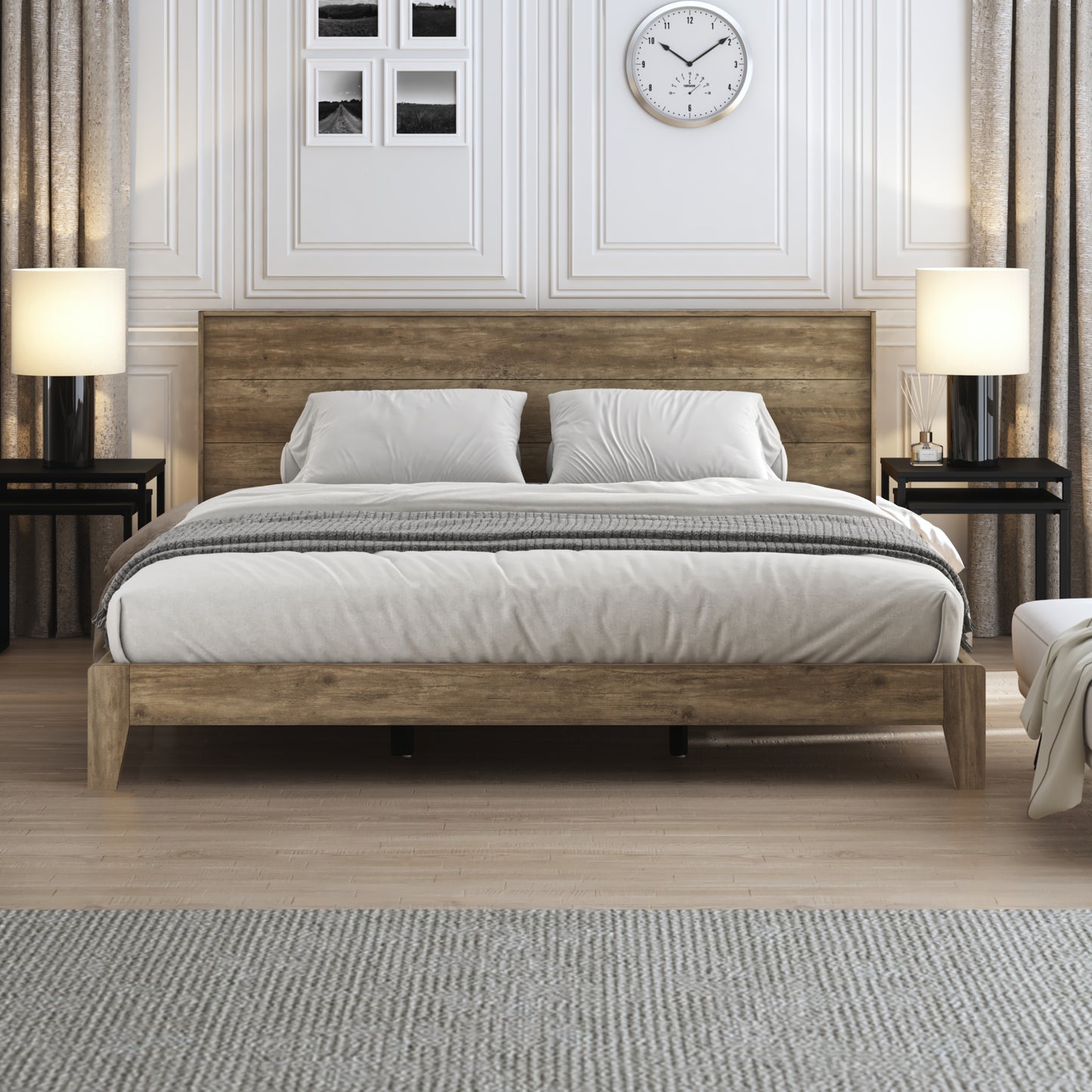 Galano King Payne Luxe Bed with Headboard – Beige