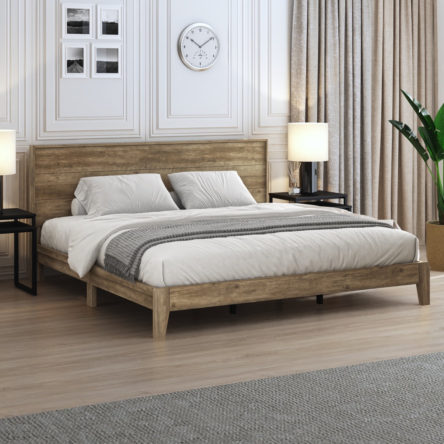 Galano King Payne Luxe Bed with Headboard – Beige