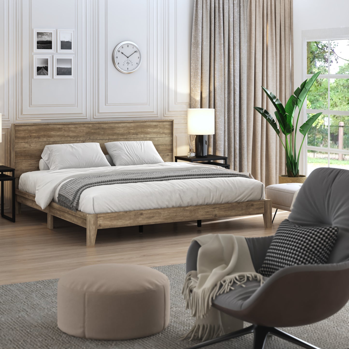 Galano King Payne Luxe Bed with Headboard – Beige