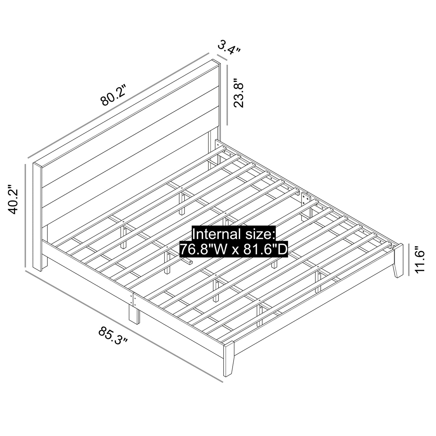 Galano King Payne Luxe Bed with Headboard – Beige