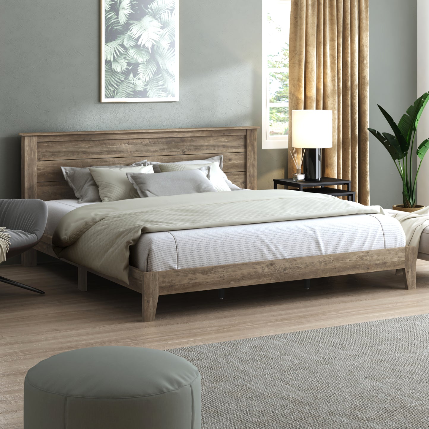 Galano King Tiena Lencia Bed with Headboard – Knotty Oak