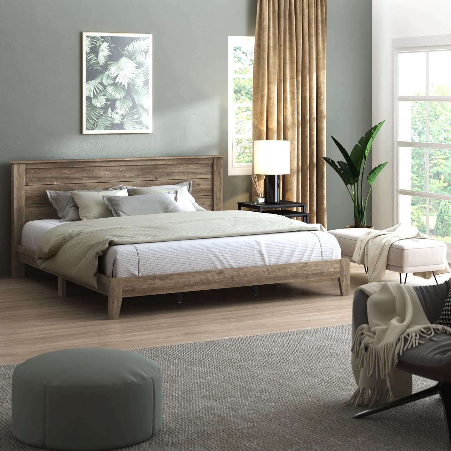 Galano King Tiena Lencia Bed with Headboard – Knotty Oak