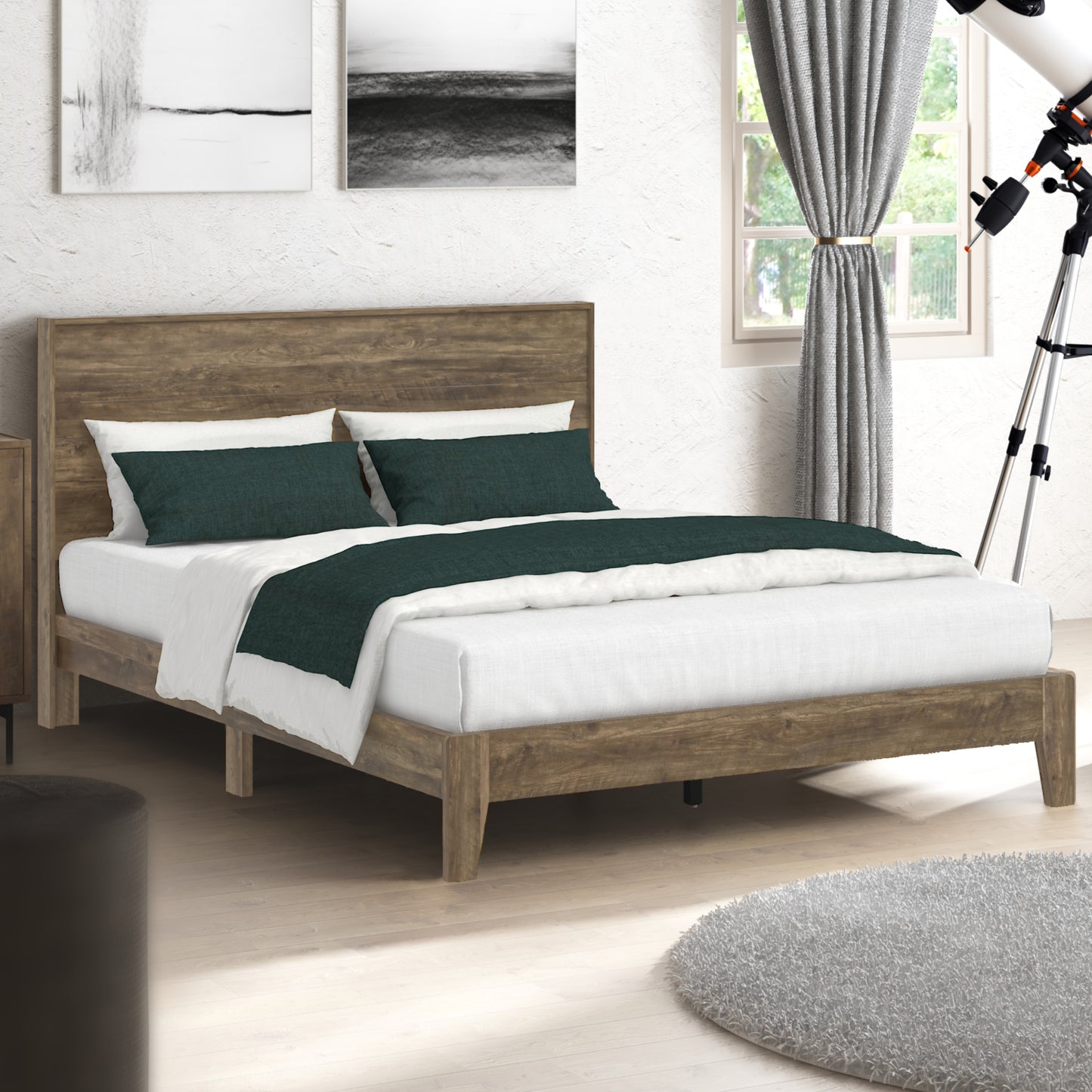 Galano Queen Payne Luxe Bed with Headboard – Knotty Oak