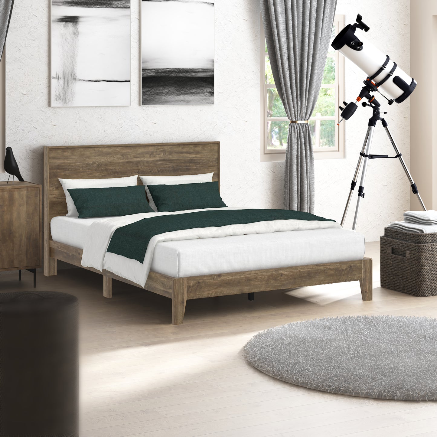 Galano Queen Payne Luxe Bed with Headboard – Knotty Oak