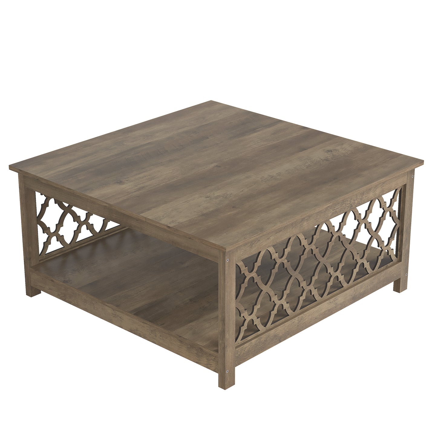 Galano Square Coffee Table with Open Cubby Storage 34.8" W × 34.9" D × 17.1" H